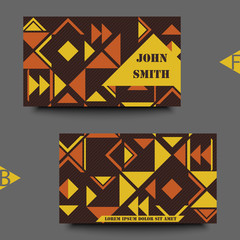 Abstract background with geometric ethnic pattern. Business card template with abstract background. Eps10 Vector illustration