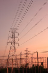 Fototapeta premium Electric power station on sunset9