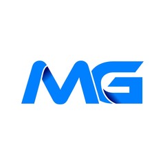 mg logo initial logo vector modern blue fold style - obrazy, fototapety, plakaty