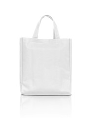 blank white fabric canvas bag isolated on white background