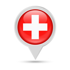 Switzerland Flag Round Pin Vector Icon