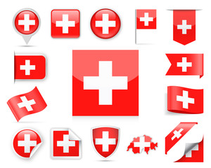 Switzerland Flag Vector Set