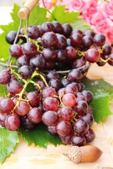 Fresh fruit grapes delicious on wood background