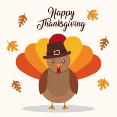 Turkey of happy thankgsgiving and autumn season theme Vector illustration