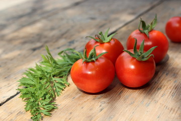 Organic tomato on a blackboard