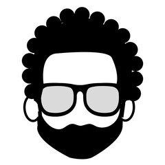 young man head with glasses avatar character