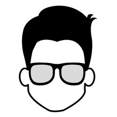 young man head with glasses avatar character