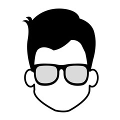 young man head with glasses avatar character