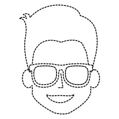 young man head with glasses avatar character