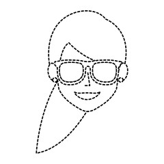 beautiful woman head with glasses avatar character
