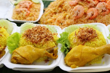 Chicken biryani with rice delicious and sauce