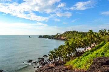Untouched Beautiful Beach off the Cliff in South Goa, India - 175218095