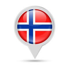 Obraz premium Norway Flag Round Pin Vector Icon