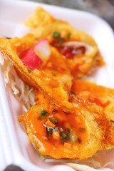 Fried seafood crispy with omelet is delicious