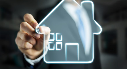 Businessman holding manuscript real estate plan project