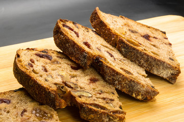Slices of malt bread handmade