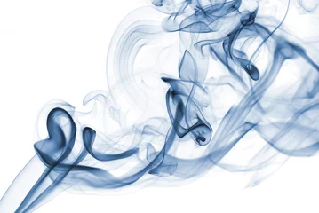 Selbstklebende Fototapeten Blue abstract smoke from the aromatic sticks on a white background. © sandsun