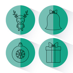 Icon set of Merry Christmas season and decoration theme Vector illustration