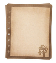 recycled paper sheet blank note  with tree sign