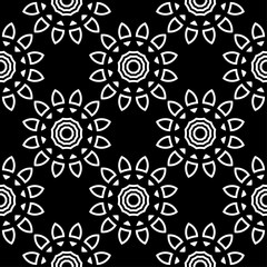 Seamless floral black and white pattern