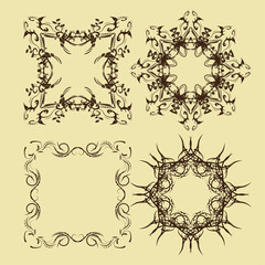 Vintage frames and scroll elements,Floral background design, luxury mandala