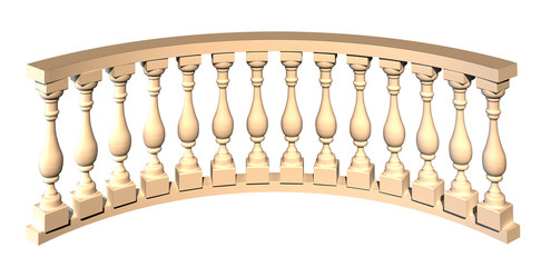 Balustrade 3D rendering on a white background  isolated with clipping path