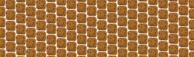 Crackers lined on a white background