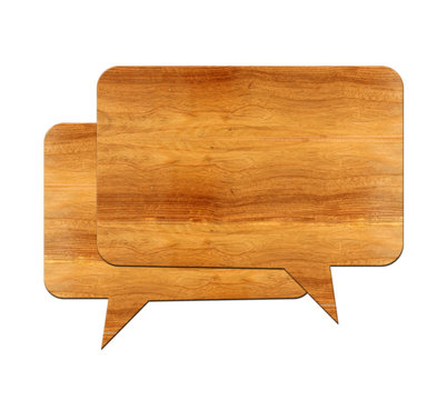 Wooden board sign for chat isolate on white