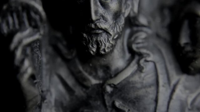 Close up shot of a statue painting, shot in studio.