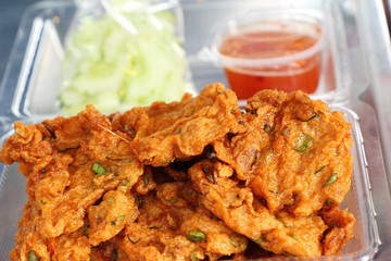 Fried fish cake with sauce is delicious