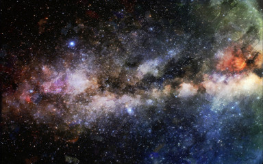 Fototapeta na wymiar Watercolor Galaxy Background, Space, Nebula In Watercolor Print Ready