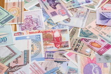 world paper money as background. close up