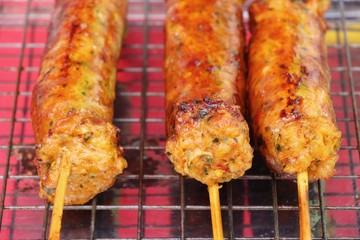 Grilled sausage asia is delicious in market