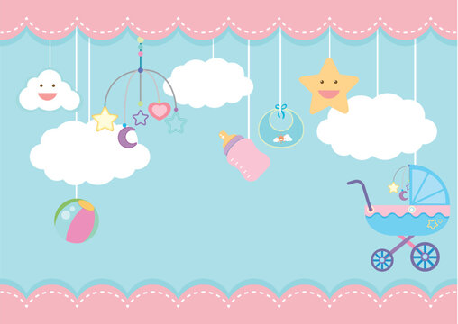 Fototapeta Background template with kid items