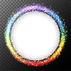 Rainbow lights around circle frame