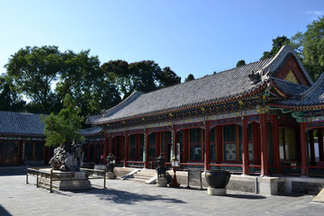 Naklejka premium The temple around Summer Palace in Beijing. Pic was taken in September 2017. Translation: 