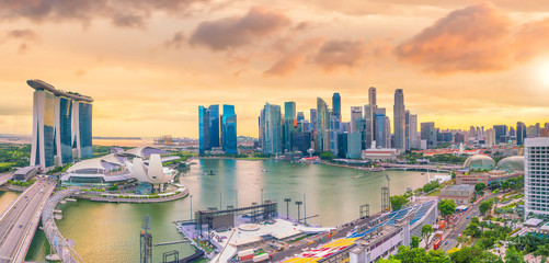 Singapore downtown skyline - obrazy, fototapety, plakaty