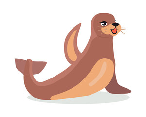 Harbor Seal Cartoon Flat Vector Illustration