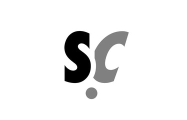 sc s c black white grey alphabet letter logo icon combination