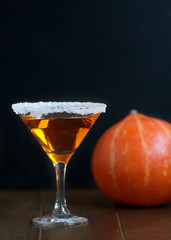 autumn drink with pumpkins. Concept for Halloween
