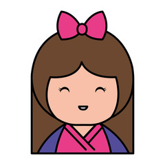 little japanese doll kawaii character