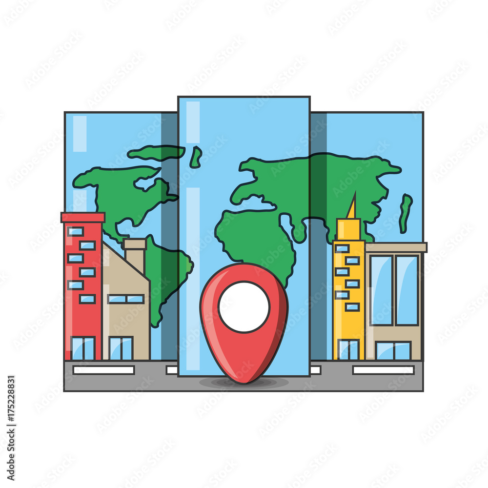 Poster gps and map of travel navigation and route theme vector illustration