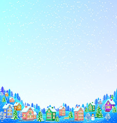 Fototapeta na wymiar Snow background for text with winter landscape
