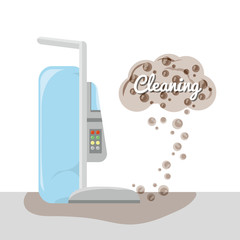 Vacuum of cleaning service home work and hygiene theme Vector illustration