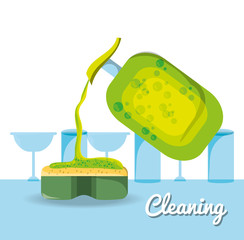 Detergent of cleaning service home work and hygiene theme Vector illustration
