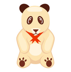 Soft Toy Panda Bear with Red Ribbon Illustration