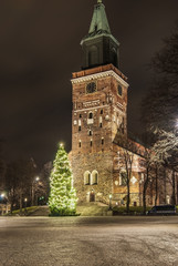 Turku Cathedral before Christmas in Turku, Finland