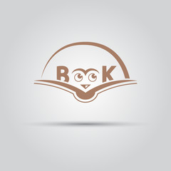 Open book in the form of an owl hanged in the air vector isolated logo