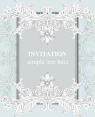 Invitation card Vector. Royal victorian pattern ornament. Baroque backgrounds. lavender colors