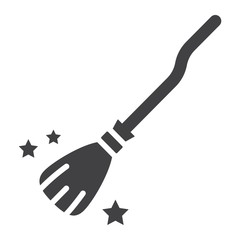 Witch broom glyph icon, halloween and scary, broomstick sign vector graphics, a solid pattern on a white background, eps 10.